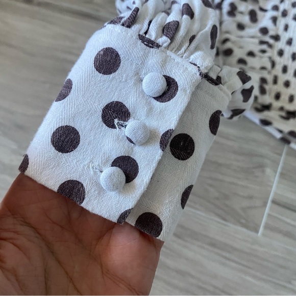 Majorelle revolve emily white long sleeve blouse top maroon polka dot size S - Picture 11 of 14